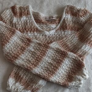 Willow And Wind Striped Sweater - Cream and Tan